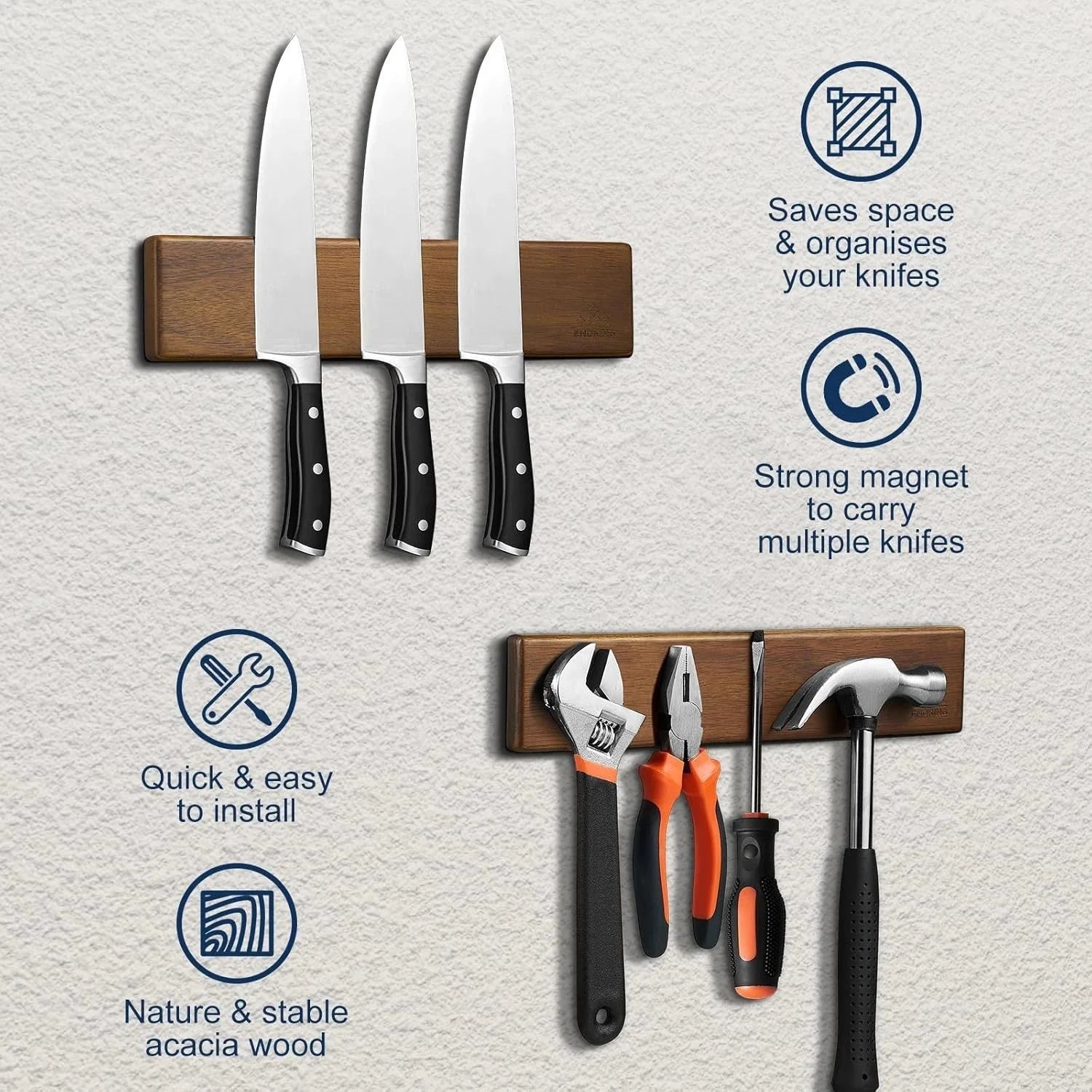 Magnetic Knife Holder for Wall, 10 Inch Powerful Magnetic Knife Holder 07FC0E-D4 - KOEEK [6]