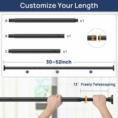 Matte black shower curtain rod, adjustable length (30 to 52 inches) 07FC0E-D4 - KOEEK [2]
