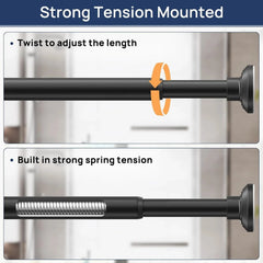 Matte black shower curtain rod, adjustable length (30 to 52 inches) 07FC0E-D4 - KOEEK [3]
