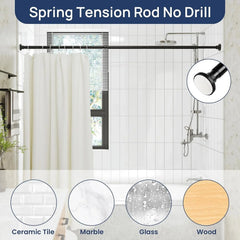 Matte black shower curtain rod, adjustable length (30 to 52 inches) 07FC0E-D4 - KOEEK [4]