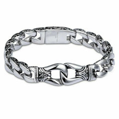 Mens Heavy Sturdy Stainless Steel Motorcycle Biker Chain Bracelet Wristband Gift 07FC0E-D4 - KOEEK [2]