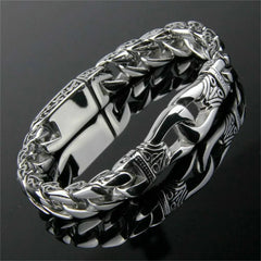 Mens Heavy Sturdy Stainless Steel Motorcycle Biker Chain Bracelet Wristband Gift 07FC0E-D4 - KOEEK [4]