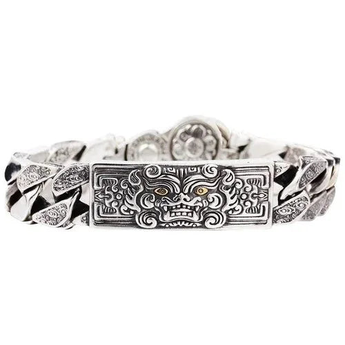 Mens Taotie Pixiu Bracelet Vintage Style Bold Chunky Mythical Beast Jewelry 07FC0E-D4 - KOEEK [4]