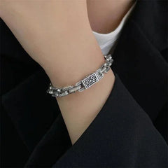 Mens Vintage Bracelet Minimalist Woven Pattern Clasp Style Jewelry 20cm Bracelet 07FC0E-D4 - KOEEK [2]