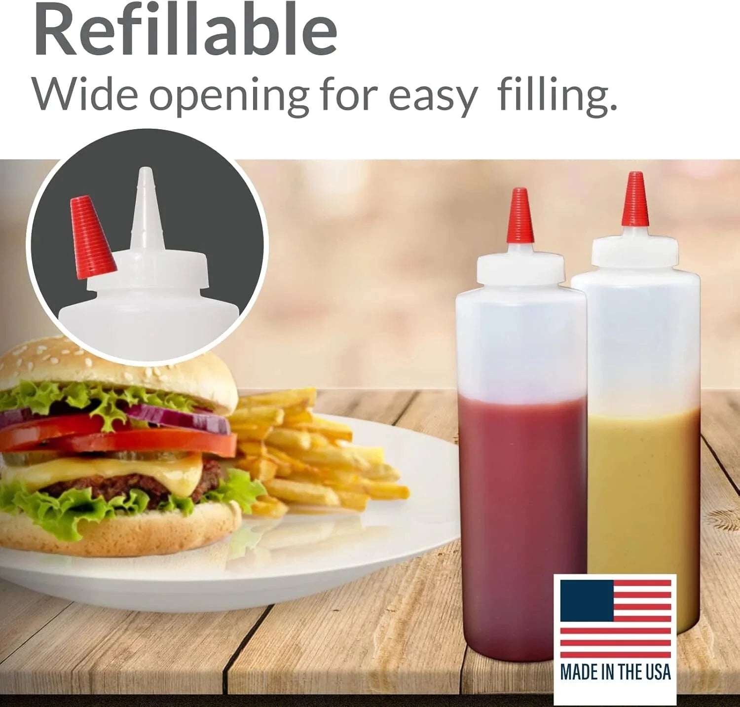 Mercantile Plastic Squeeze Condiment Bottles with Red Tip Cap 16-ounce Set of 6 07FC0E-D4 - KOEEK [8]