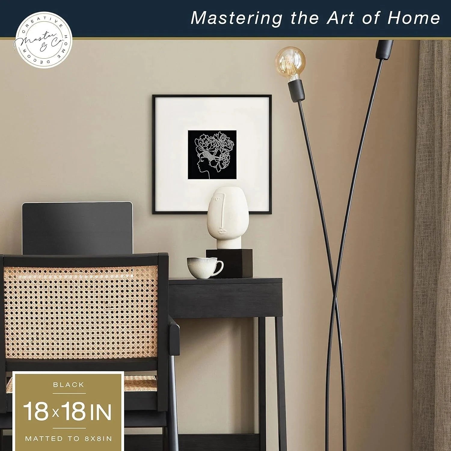 Metal Gallery Wall Frame, Black, 18x18-inch Matte to 8x8-inch 07FC0E-D4 - KOEEK [2]