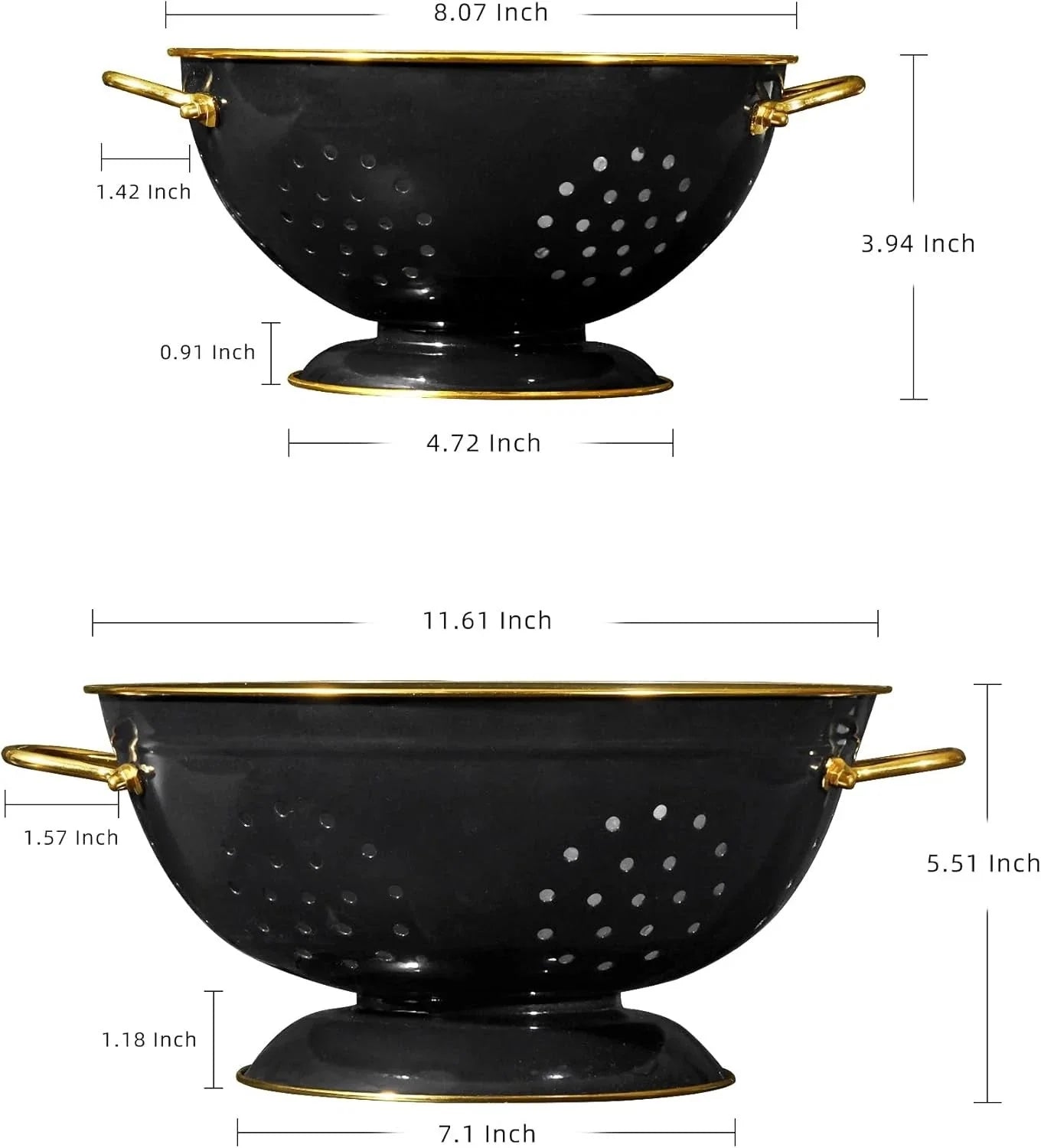 Metal strainer, 2-piece set, 3.5 liters, powder-coated, self-draining 07FC0E-D4 - KOEEK [2]