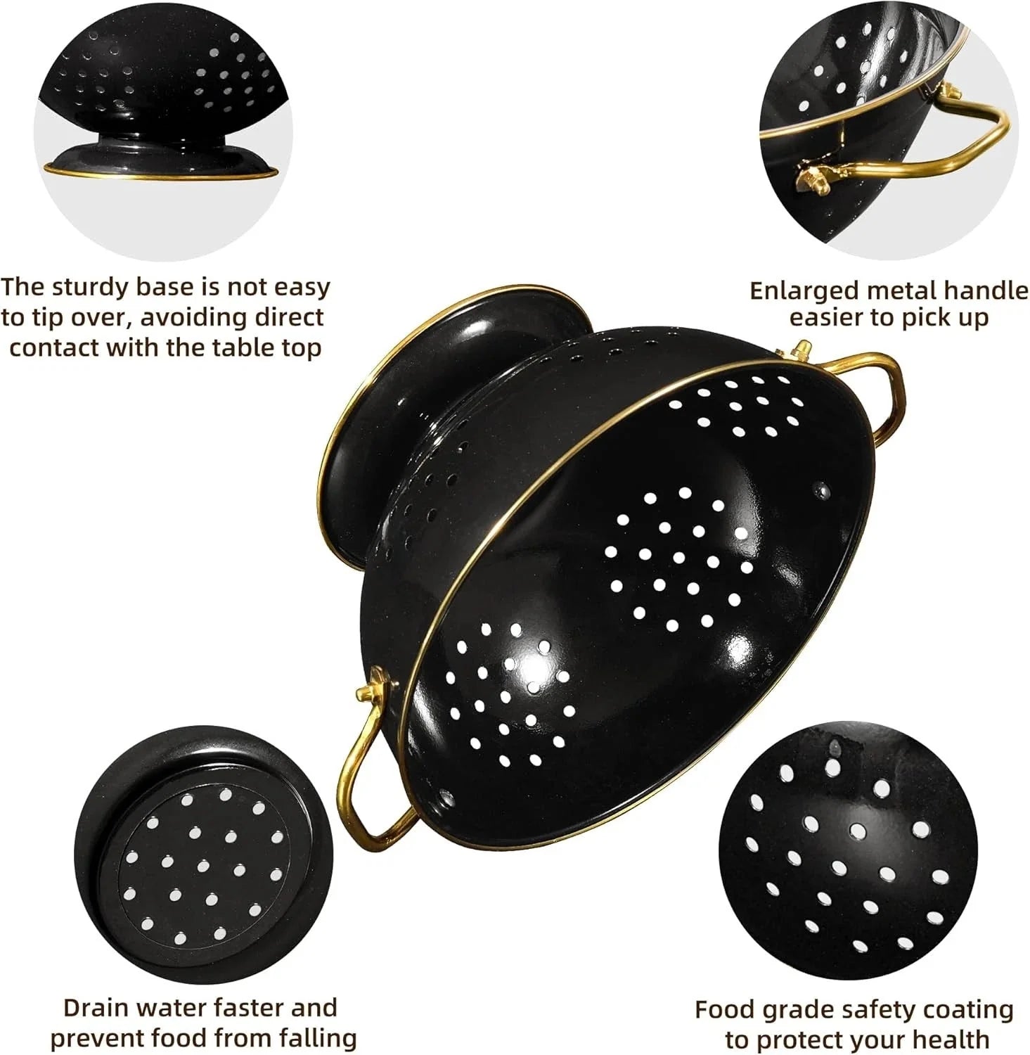 Metal strainer, 2-piece set, 3.5 liters, powder-coated, self-draining 07FC0E-D4 - KOEEK [5]