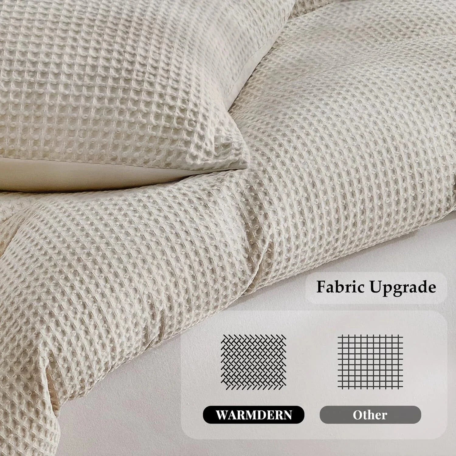 Microfiber Woven Duvet Cover King Size, Khaki Textured Duvet Cover Set 07FC0E-D4 - KOEEK [4]