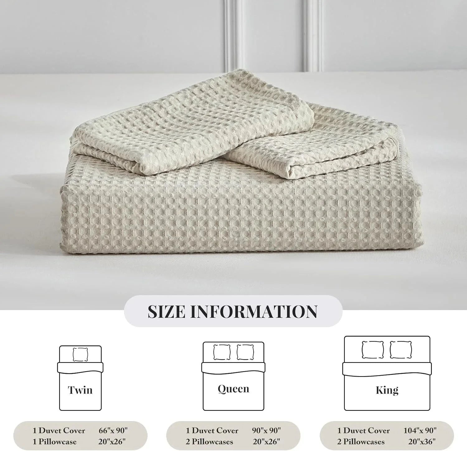 Microfiber Woven Duvet Cover King Size, Khaki Textured Duvet Cover Set 07FC0E-D4 - KOEEK [6]
