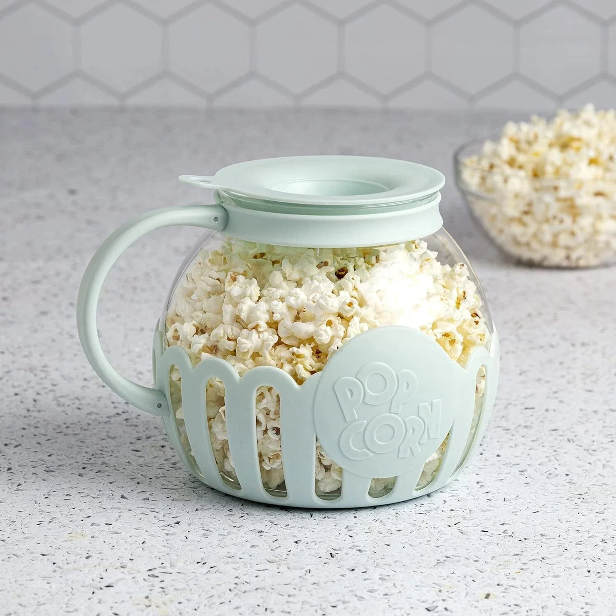 Microwave Popcorn Maker with Glass, 3-in-1 Lid, Melted Butter,3-Quart,Aqua Green 07FC0E-D4 - KOEEK [1]