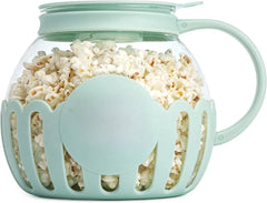Microwave Popcorn Maker with Glass, 3-in-1 Lid, Melted Butter,3-Quart,Aqua Green 07FC0E-D4 - KOEEK [2]