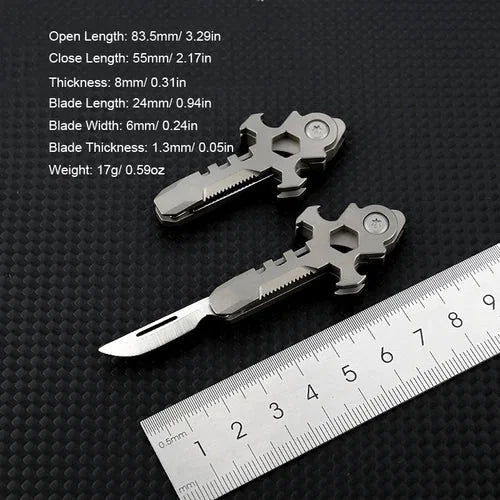 Mini EDC Titanium Folding Knife Pocket Outdoor Multi Tools Pendant Keychain 07FC0E-D4 - KOEEK [6]