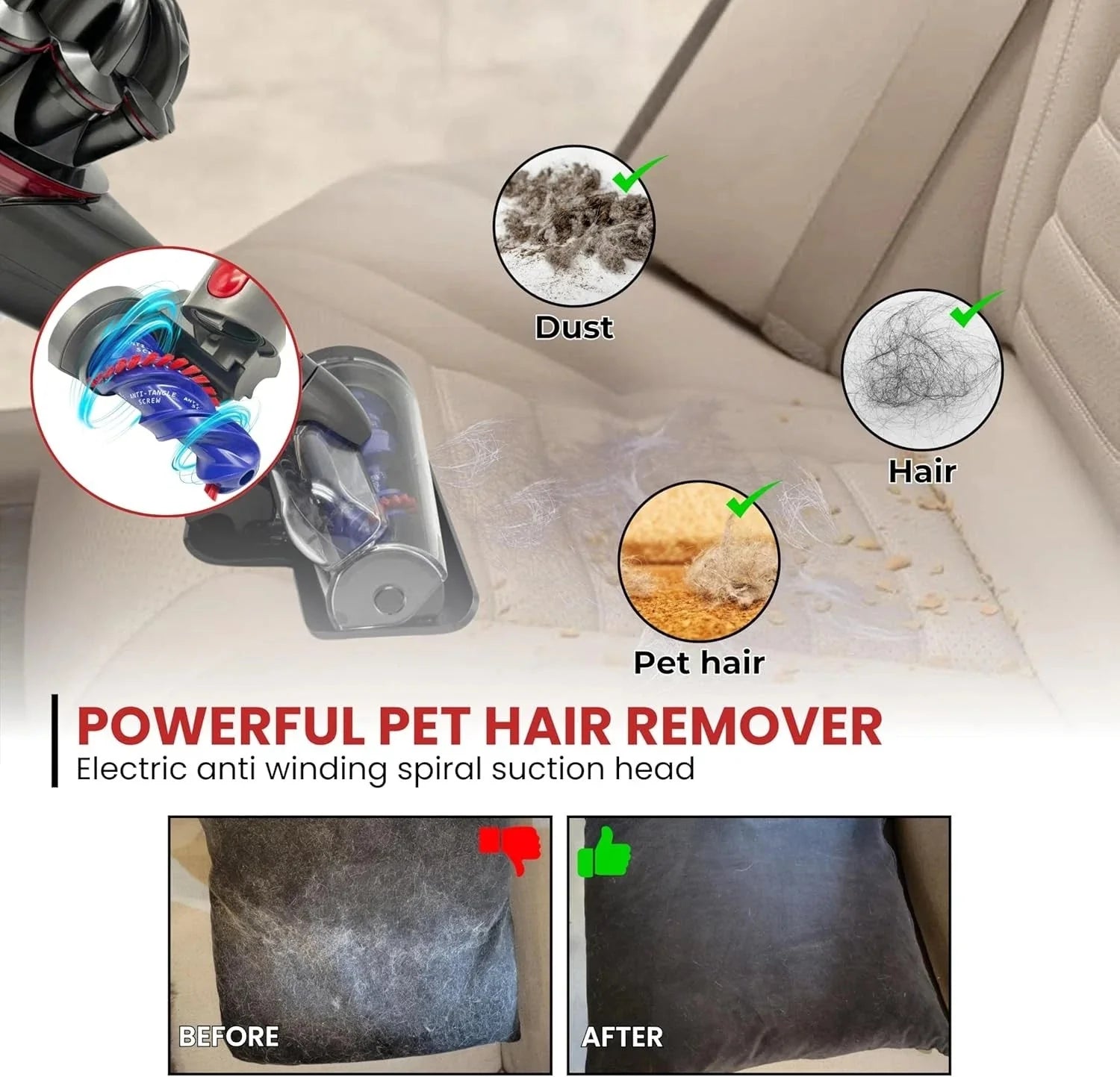 Mini Electric Brush Head - Pet Hair Removal Vacuum Cleaner Attachment 07FC0E-D4 - KOEEK [2]