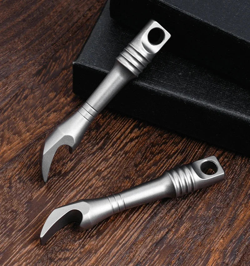Mini Titanium Keychain Pry Bar Crowbar Bottle Opener Necklace Pendant Multi EDC 07FC0E-D4 - KOEEK [2]