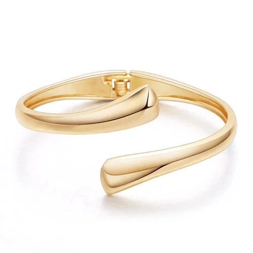 Minimalist Gold Plated Mirror Cuff Bracelet Spring Open Women Jewelry 07FC0E-D4 - KOEEK [1]