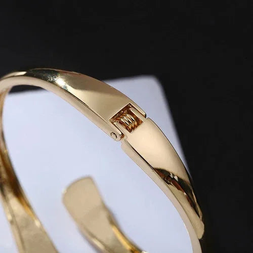 Minimalist Gold Plated Mirror Cuff Bracelet Spring Open Women Jewelry 07FC0E-D4 - KOEEK [5]
