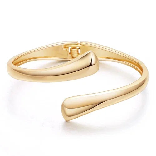 Minimalist Gold Plated Mirror Cuff Bracelet Spring Open Women Jewelry 07FC0E-D4 - KOEEK [6]