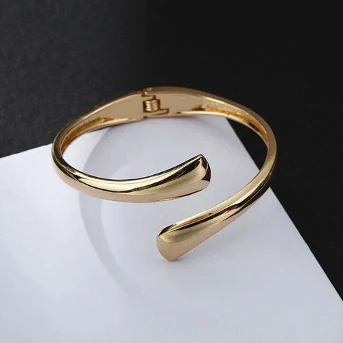 Minimalist Gold Plated Mirror Cuff Bracelet Spring Open Women Jewelry 07FC0E-D4 - KOEEK [8]