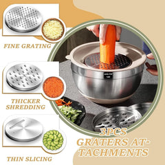 Mixing Bowl Set with Sealed Lid, 26 Piece Stainless Steel Khaki Bowl Set. 07FC0E-D4 - KOEEK [3]