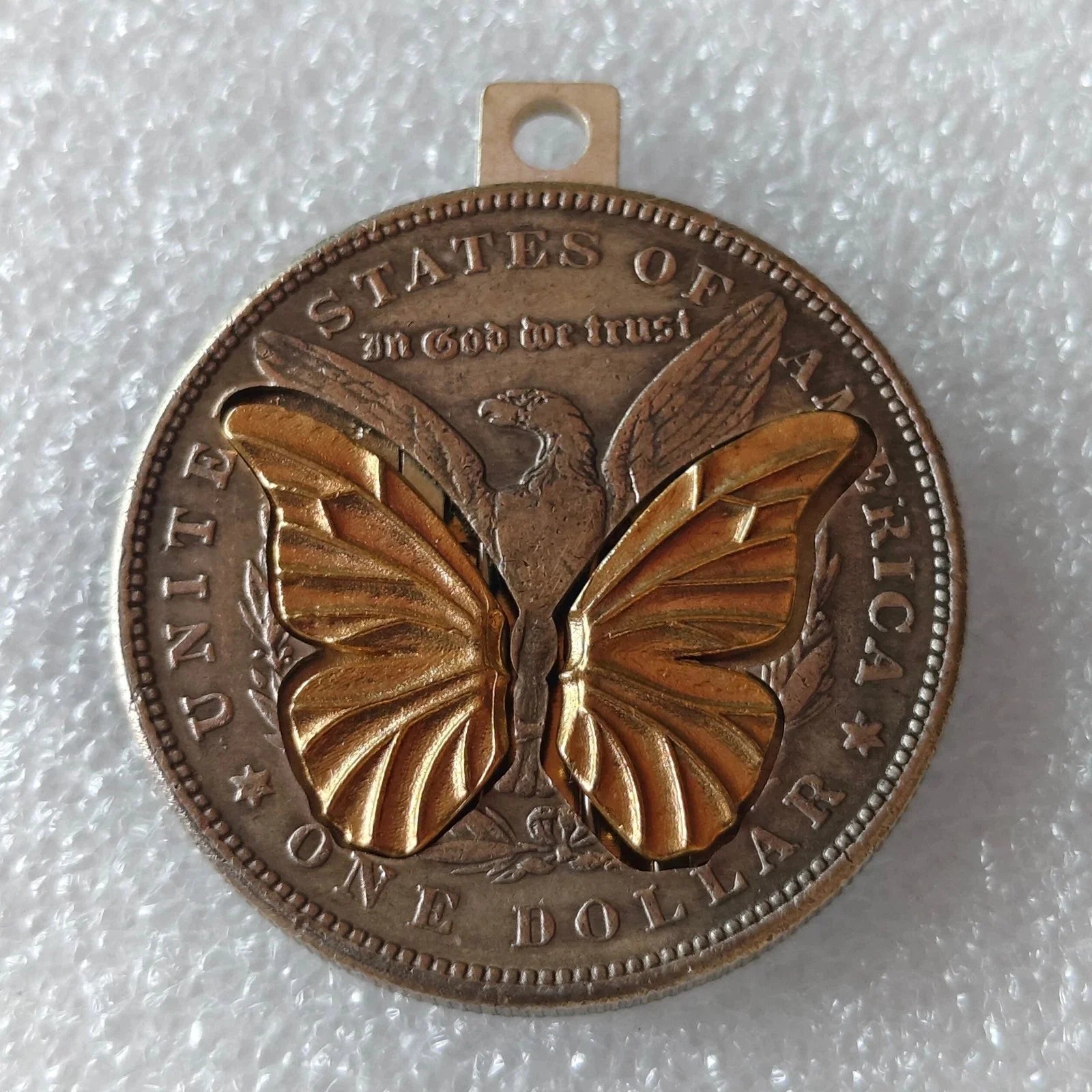 Movable Mechanism Coin " Gold Butterfly" Plated Amazing Hobo Art 07FC0E-D4 - KOEEK [1]