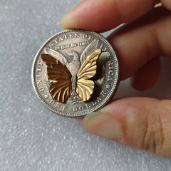 Movable Mechanism Coin " Gold Butterfly" Plated Amazing Hobo Art 07FC0E-D4 - KOEEK [3]