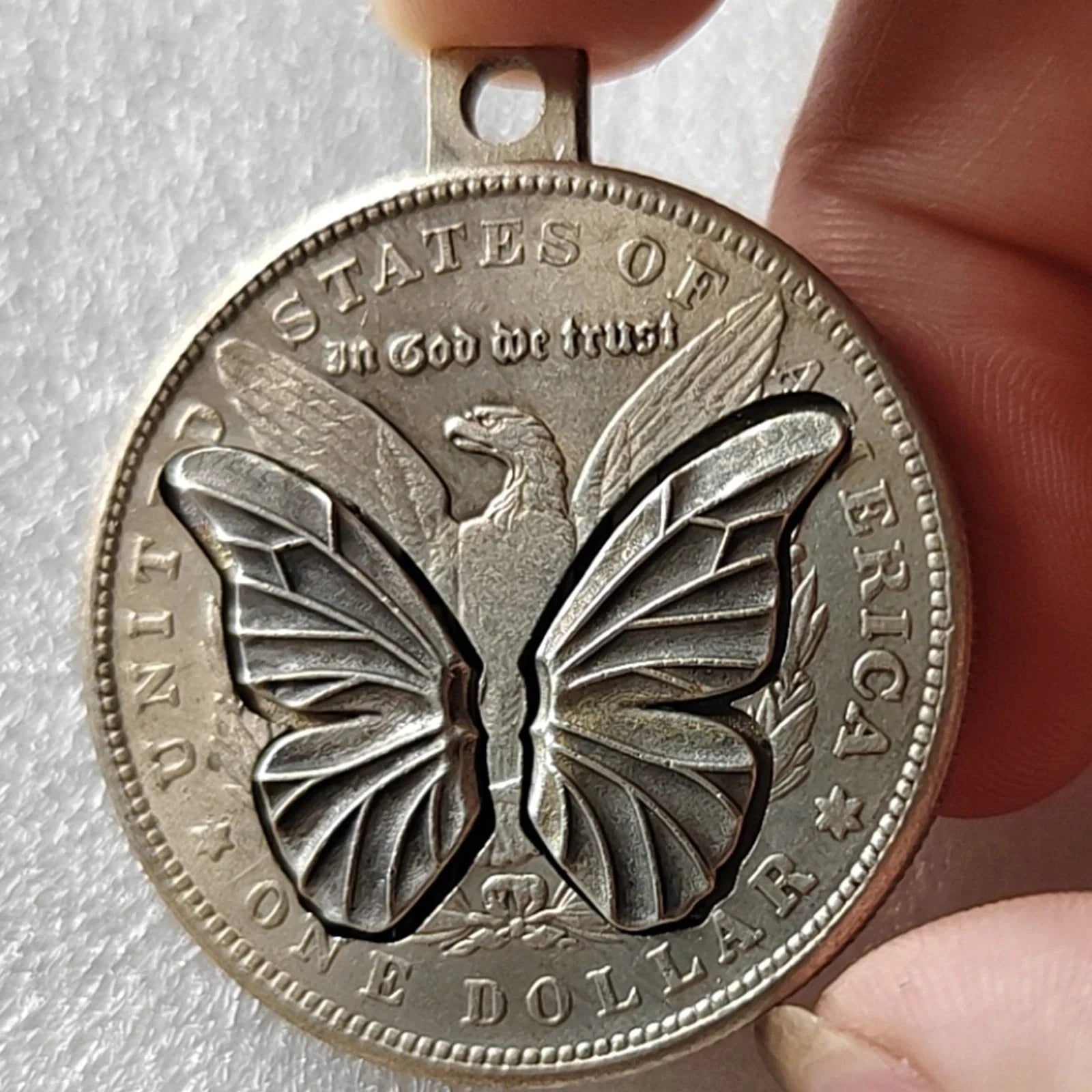 Movable Mechanism Coin " Silver Butterfly"  Plated Amazing Hobo Art 07FC0E-D4 - KOEEK [3]