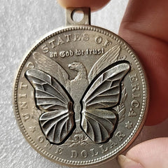 Movable Mechanism Coin " Silver Butterfly"  Plated Amazing Hobo Art 07FC0E-D4 - KOEEK [3]