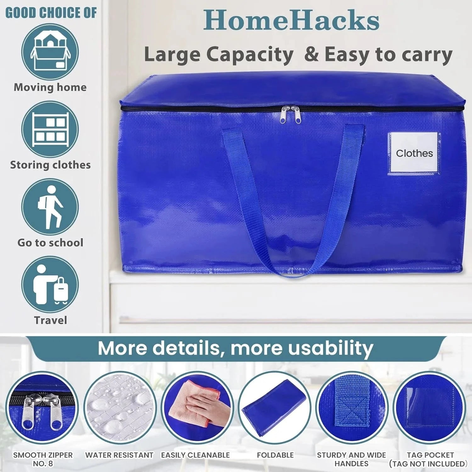 Moving bag,durable type,with sturdy zipper and handle.Foldable moving supplies. 07FC0E-D4 - KOEEK [3]