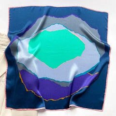 Mulberry Silk 26" Square Scarf Women neckerchief Blue Purple Gray Scrawl 07FC0E-D4 - KOEEK [1]