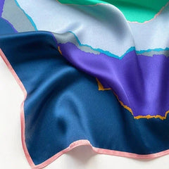 Mulberry Silk 26" Square Scarf Women neckerchief Blue Purple Gray Scrawl 07FC0E-D4 - KOEEK [3]