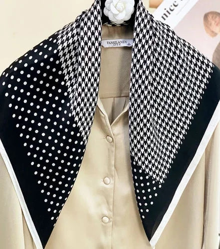 Mulberry Silk Square Scarf Women Neckerchief Wrap 27'' polka dot Bandana 07FC0E-D4 - KOEEK [1]