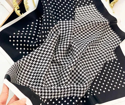 Mulberry Silk Square Scarf Women Neckerchief Wrap 27'' polka dot Bandana 07FC0E-D4 - KOEEK [2]