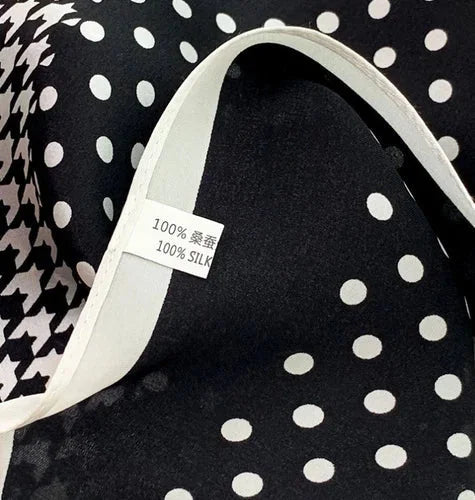 Mulberry Silk Square Scarf Women Neckerchief Wrap 27'' polka dot Bandana 07FC0E-D4 - KOEEK [4]