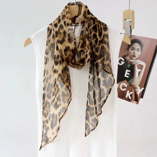 Mulberry Silk Wrap Square leopard Print Scarf Neckerchief Shawl 160X33cm 07FC0E-D4 - KOEEK [4]