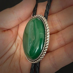Natural Green Jade Mens Bolo Tie Cowboy Vintage Alloy PU Leather Rope Wedding 07FC0E-D4 - KOEEK [3]
