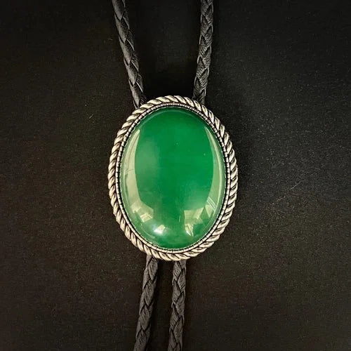 Natural Green Jade Mens Bolo Tie Cowboy Vintage Alloy PU Leather Rope Wedding 07FC0E-D4 - KOEEK [4]