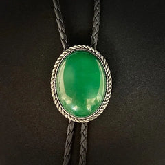 Natural Green Jade Mens Bolo Tie Cowboy Vintage Alloy PU Leather Rope Wedding 07FC0E-D4 - KOEEK [4]