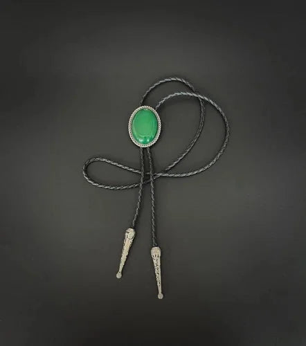 Natural Green Jade Mens Bolo Tie Cowboy Vintage Alloy PU Leather Rope Wedding 07FC0E-D4 - KOEEK [8]