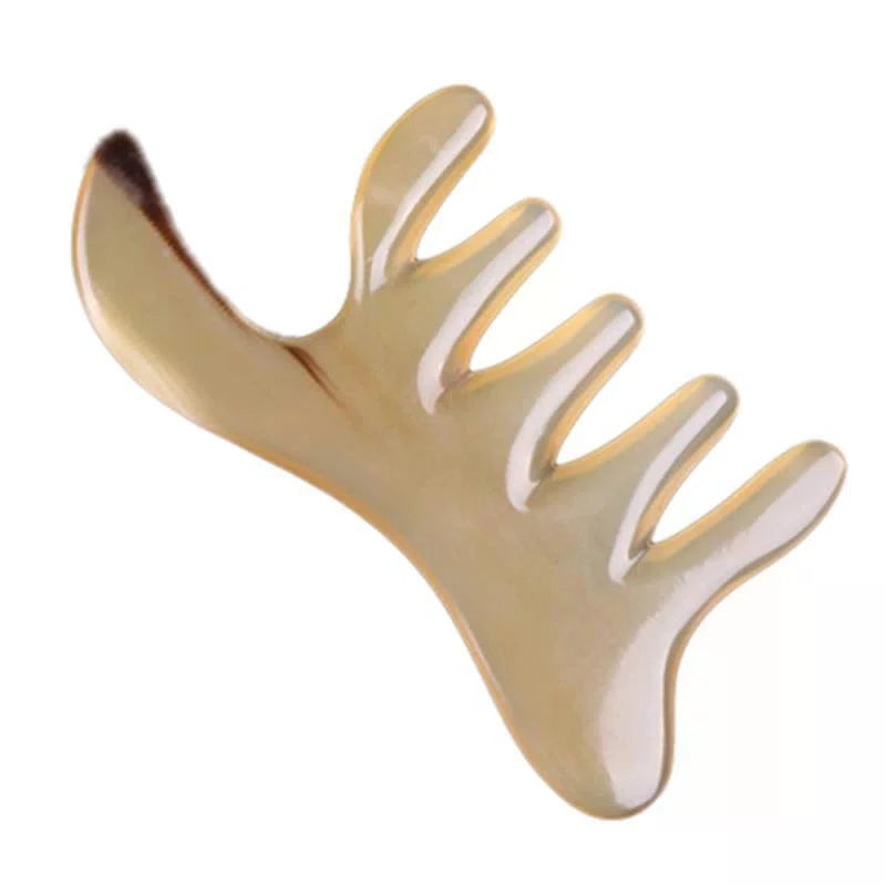 Natural White Yak Horn Head Massage Meridian Comb Gua Sha Board 天然白牦牛角头部按摩经络梳 07FC0E-D4 - KOEEK [4]