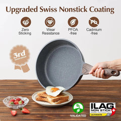 Nonstick Skillet,Deep Frying Pan10‘’,Saute Pan with Lid,Healthy Cooking Pan 07FC0E-D4 - KOEEK [2]