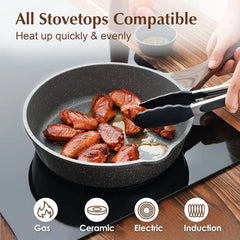 Nonstick Skillet,Deep Frying Pan10‘’,Saute Pan with Lid,Healthy Cooking Pan 07FC0E-D4 - KOEEK [3]