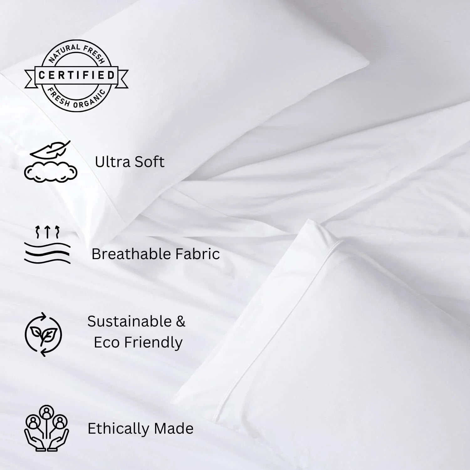 Organic Cotton Queen Size Sheet Set, Queen Size Sheet 4 Pc. 07FC0E-D4 - KOEEK [4]