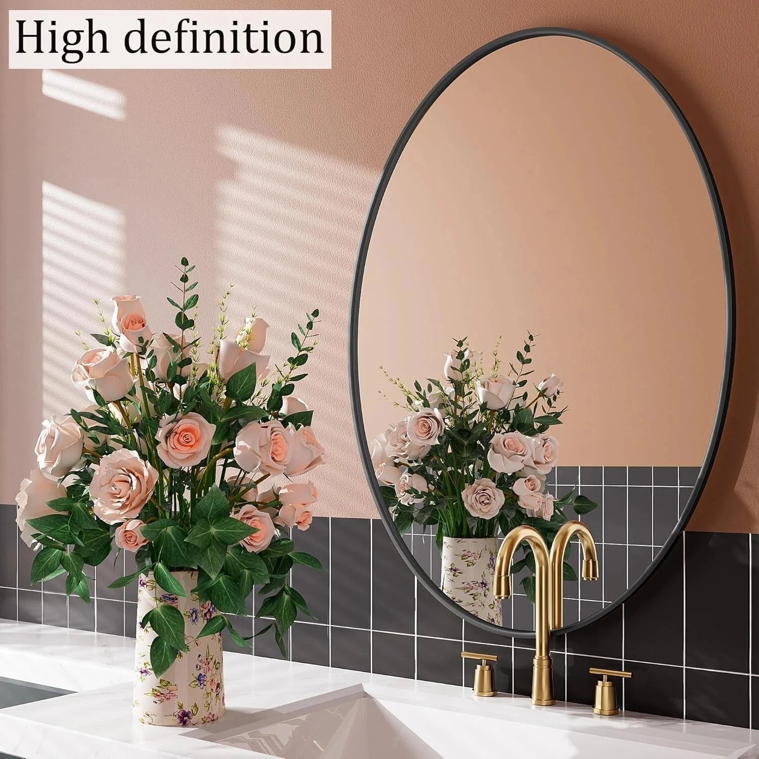 Oval Mirror,20x28 Small Bathroom Mirror,Bathroom Mirror,BlackMirror for Bathroom 07FC0E-D4 - KOEEK [3]