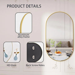 Oval Mirrors,Oval Bathroom Mirrors,20x28 Gold Mirror for Wall,Wall Mirror 07FC0E-D4 - KOEEK [4]