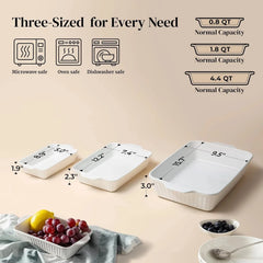 Oven Casserole, Baking Pan Set, Ceramic Bakeware 3-Piece Set 07FC0E-D4 - KOEEK [4]