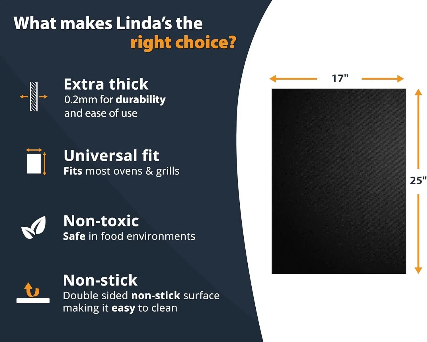 Oven Liners for Bottom of Oven - 2 Pack Large Heavy Duty Mats, 17”x25” Non-Stick 07FC0E-D4 - KOEEK [3]