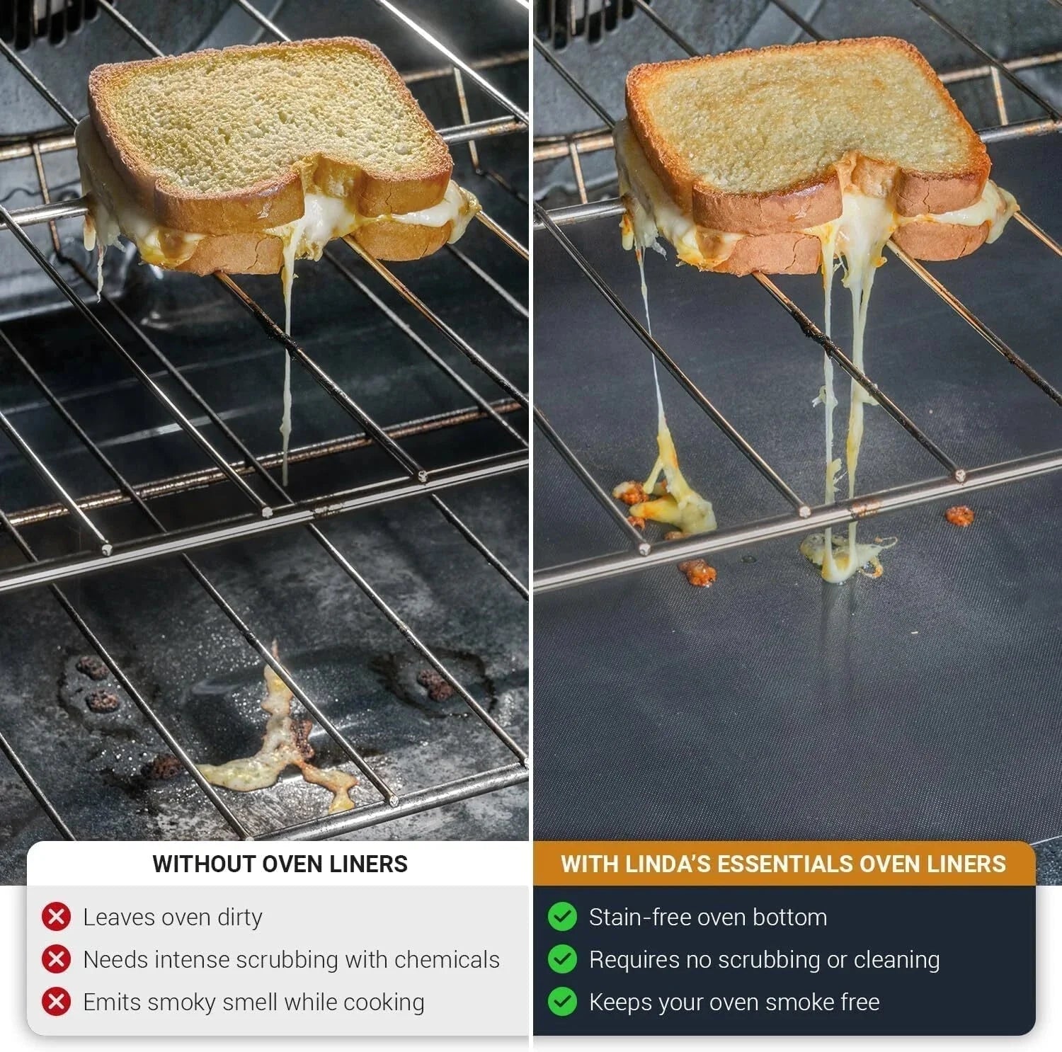 Oven Liners for Bottom of Oven - 2 Pack Large Heavy Duty Mats, 17”x25” Non-Stick 07FC0E-D4 - KOEEK [4]