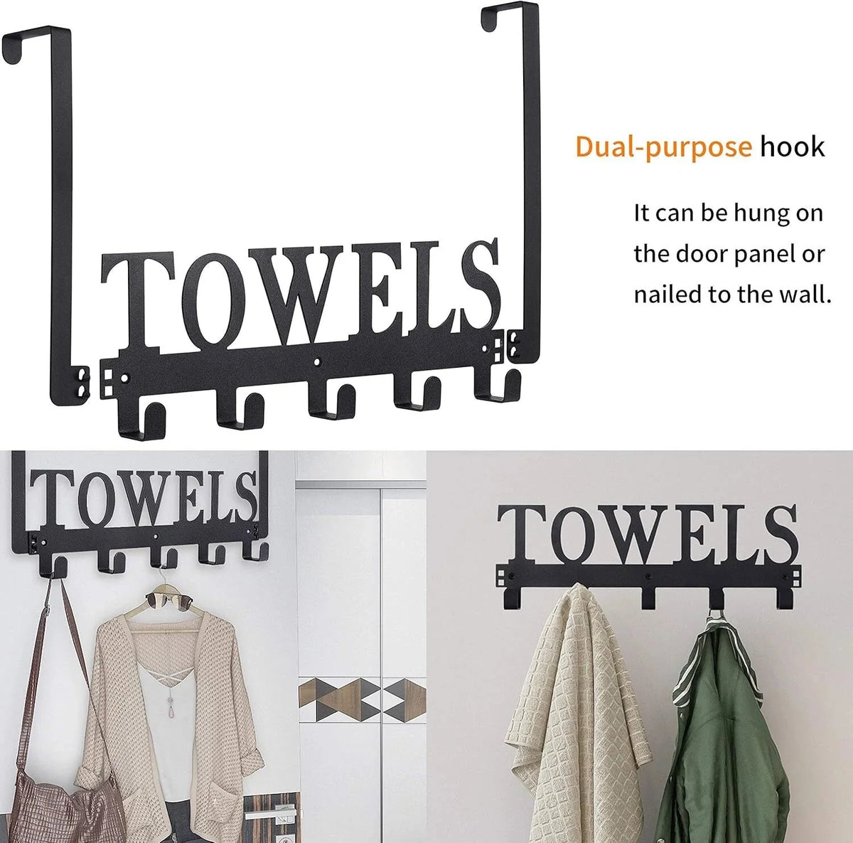 Over The Door Hooks, Towel Holder for Bathroom,Door Mount Towel Rack for Bedroom 07FC0E-D4 - KOEEK [1]