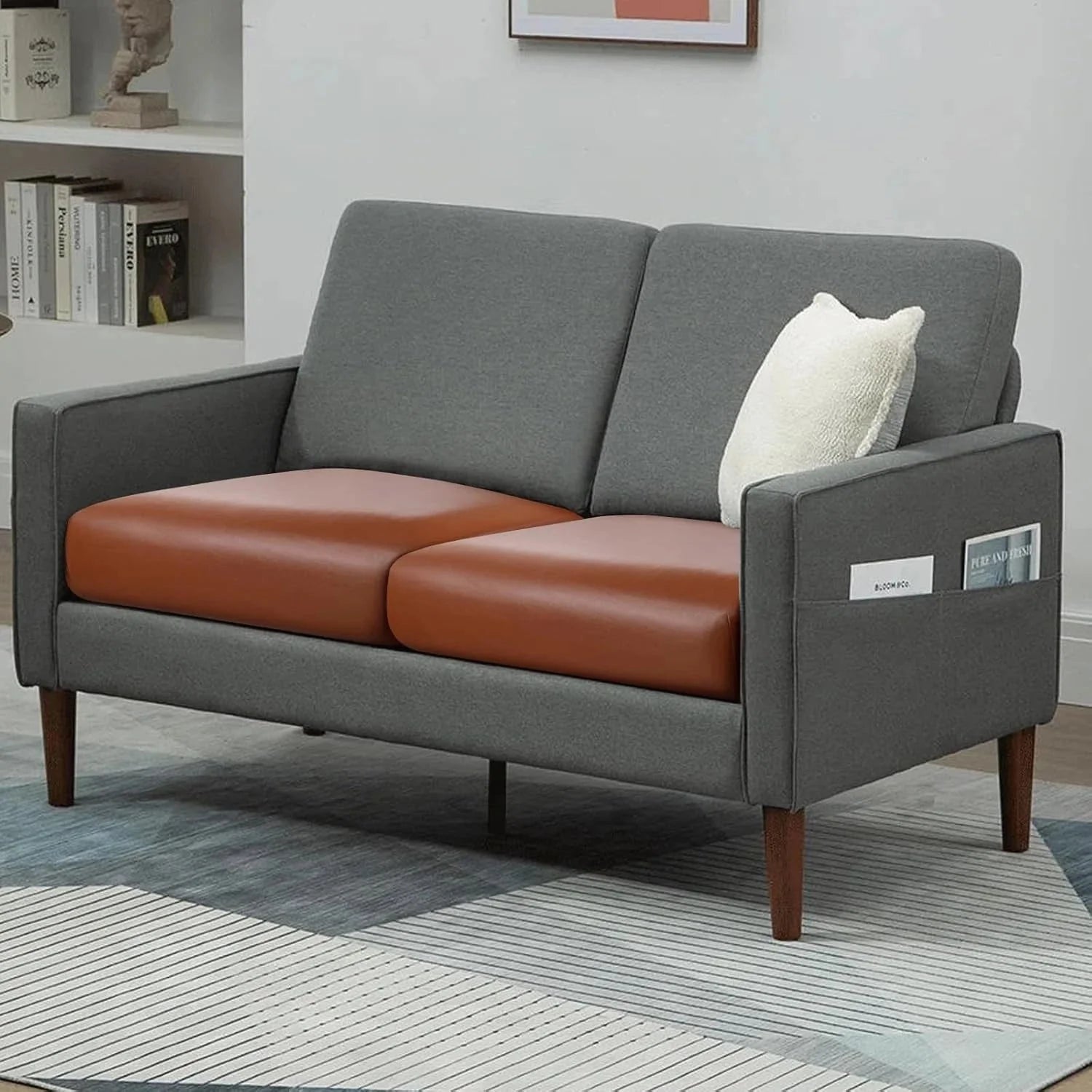 PU Leather Couch Cushion Cover, Waterproof Stretch Sofa Cushion Slipcovers 07FC0E-D4 - KOEEK [2]